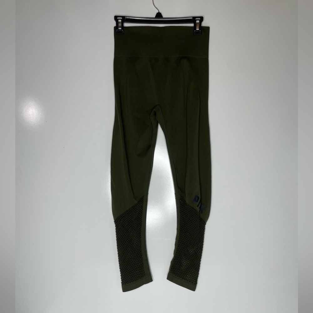 PINK Victoria's Secret Womens Legging Ultimate Seamless Size M Green Net Legs.